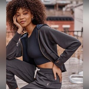 New! RHONE DreamGlow Full Zip Hoodie, Heather Black